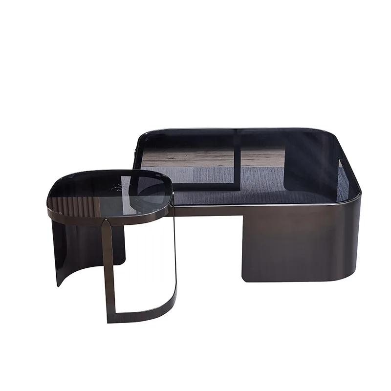 Coffee table combination stainless steel square household living room modern simple tempered glass tea table
Coffee table combination stainless steel square household living room modern simple tempered glass tea table
