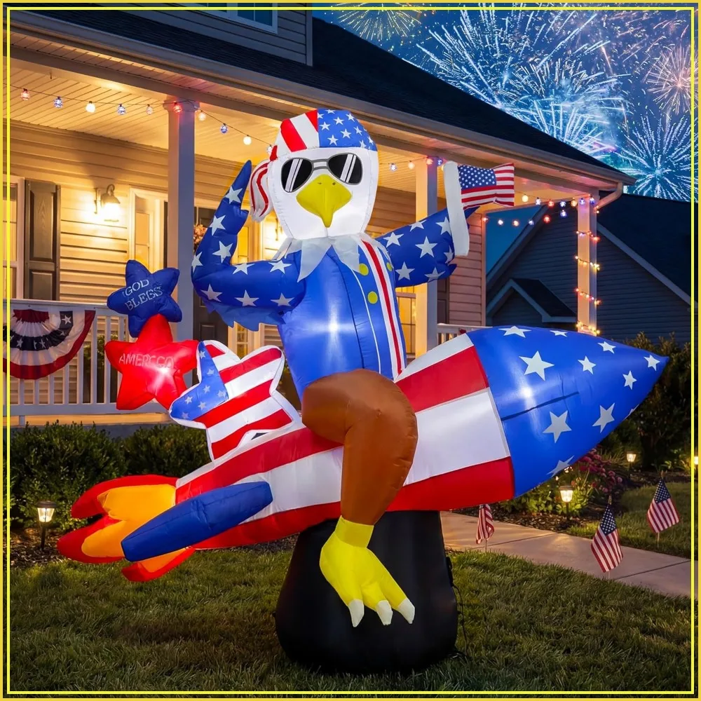 6ft Patriotic Inflatable American Eagle on Rocket with Stars LED Lighted Blow Up Decor for Yard Outdoor
6ft Patriotic Inflatable American Eagle on Rocket with Stars LED Lighted Blow Up Decor for Yard Outdoor