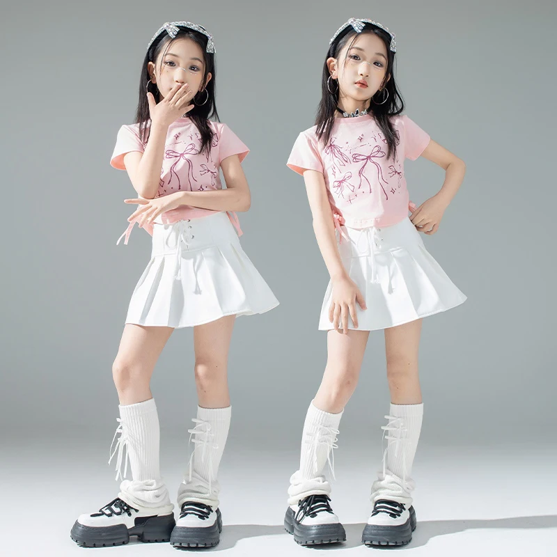 Summer Children Jazz Performance Wear Street Girl Fashion Clothes Kpop Tops Pink Leather Skirt White Model Show Stage Wear 3379
Summer Children Jazz Performance Wear Street Girl Fashion Clothes Kpop Tops Pink Leather Skirt White Model Show Stage Wear 3379