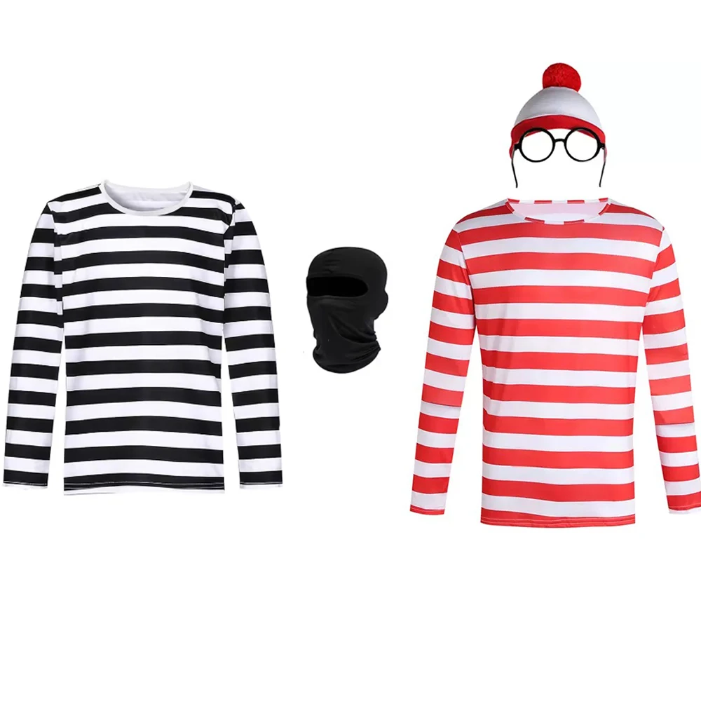 Black/White Prisoner Costume Set Red Striped T-Shirt Thief Accessories Prison Costume Perfect Outfit for Men
Black/White Prisoner Costume Set Red Striped T-Shirt Thief Accessories Prison Costume Perfect Outfit for Men