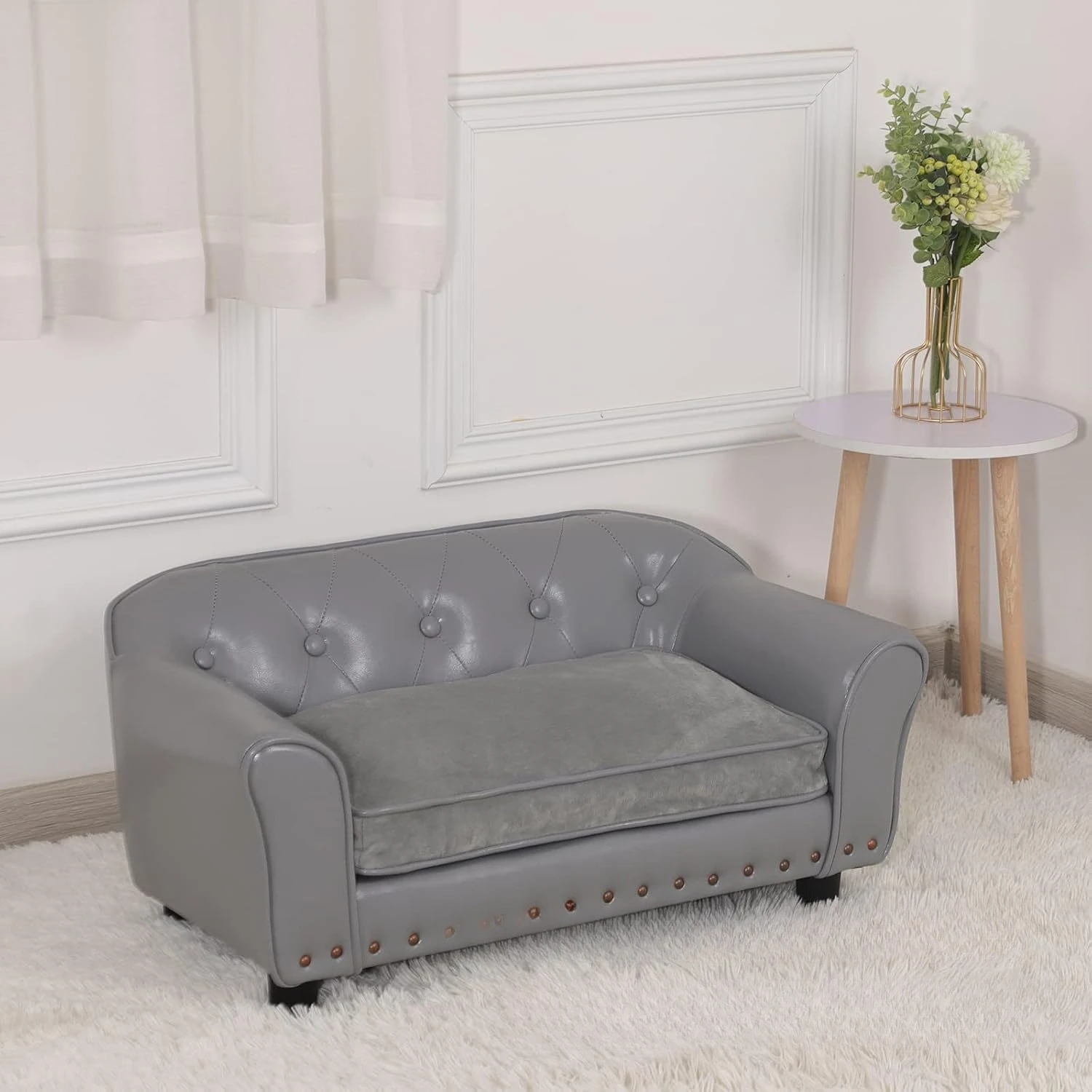 PU leather sofa chair wooden copper nails dog sofa bed small dog wooden frame cat dog sofa chair
PU leather sofa chair wooden copper nails dog sofa bed small dog wooden frame cat dog sofa chair