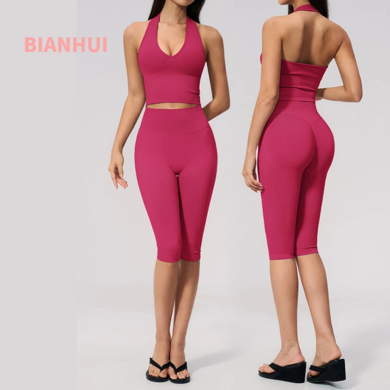 New Yoga Suit Seamless Ribbed Tight-fitting Shockproof High Elasticity Running Training Fitness Wear Sports Vest Leggings Sets
New Yoga Suit Seamless Ribbed Tight-fitting Shockproof High Elasticity Running Training Fitness Wear Sports Vest Leggings Sets