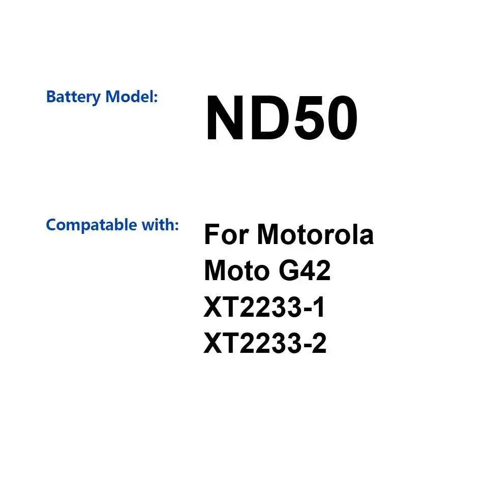 Mobile Phone Battery For Motorola Moto G42 XT2233-1 XT2233-2 5000Mah ND50 Good Low-Temperature Performance
Mobile Phone Battery For Motorola Moto G42 XT2233-1 XT2233-2 5000Mah ND50 Good Low-Temperature Performance