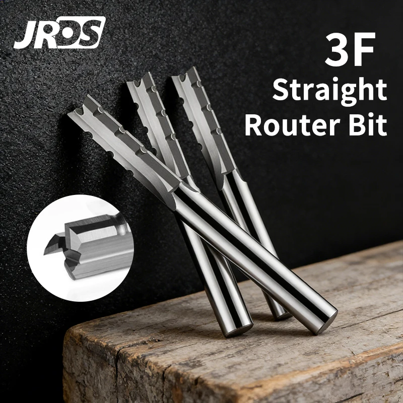 JRDS Solid Carbide 3-Flute Roughing Straight End Mill, Woodworking Trimming Slotting Tool for Particle Board, CNC Router Bits
JRDS Solid Carbide 3-Flute Roughing Straight End Mill, Woodworking Trimming Slotting Tool for Particle Board, CNC Router Bits