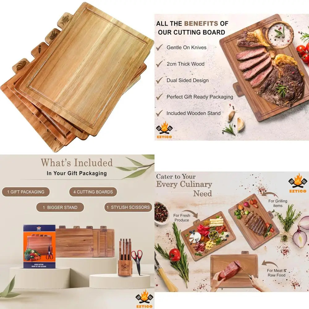Acacia Wood Chopping Board with Scissors and Holder Set
Acacia Wood Chopping Board with Scissors and Holder Set