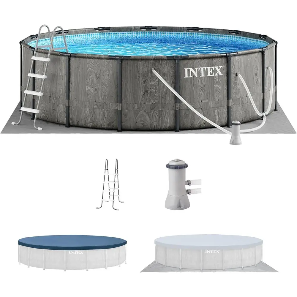 Greywood Prism e 15' x 48" Round Above Ground Outdoor Swimming Pool Set with 1000 GPH ilter Pump, Ladder, Ground Cloth, and Pool
Greywood Prism e 15' x 48" Round Above Ground Outdoor Swimming Pool Set with 1000 GPH ilter Pump, Ladder, Ground Cloth, and Pool