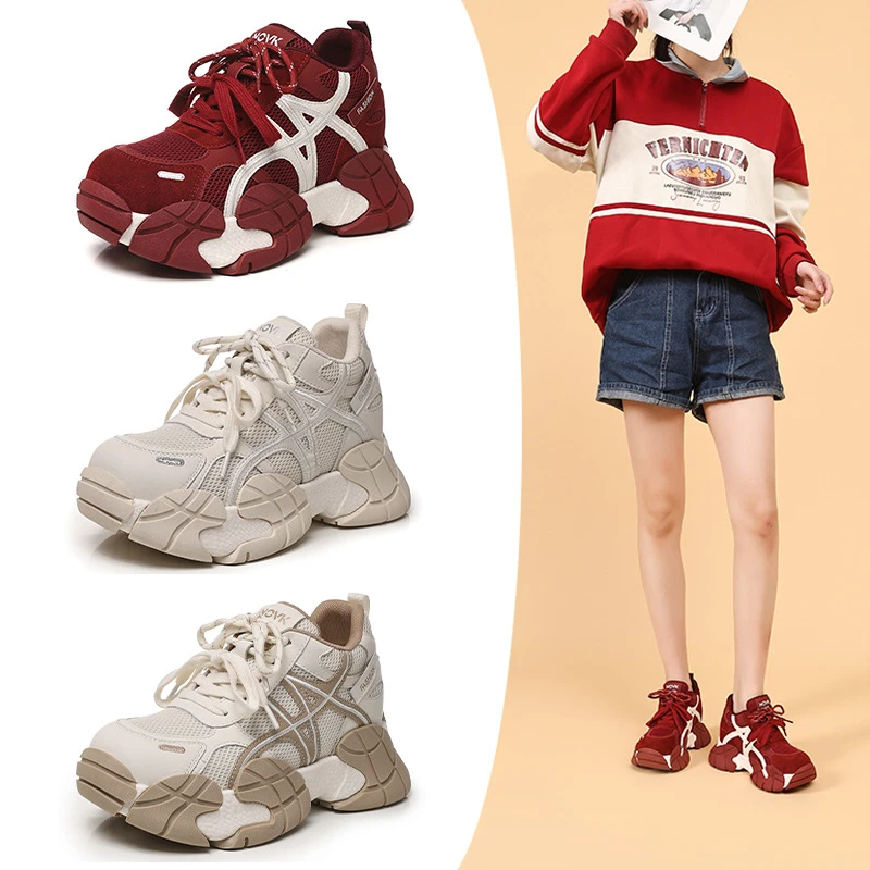 Womens Thick Sole Hidden Height Increasing Dad Sneakers Spring New Versatile Fashion Casual Sports Shoes With Mesh Breathable
Womens Thick Sole Hidden Height Increasing Dad Sneakers Spring New Versatile Fashion Casual Sports Shoes With Mesh Breathable