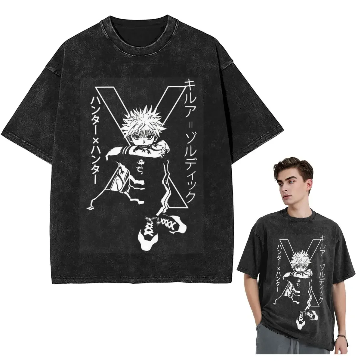 Streetwear T-Shirts Killua Zoldyck Anime HXH Hunter X Hunter Washed T Shirt Short Sleeve Hip Hop T-Shirt Tops Tees for Men Women
Streetwear T-Shirts Killua Zoldyck Anime HXH Hunter X Hunter Washed T Shirt Short Sleeve Hip Hop T-Shirt Tops Tees for Men Women