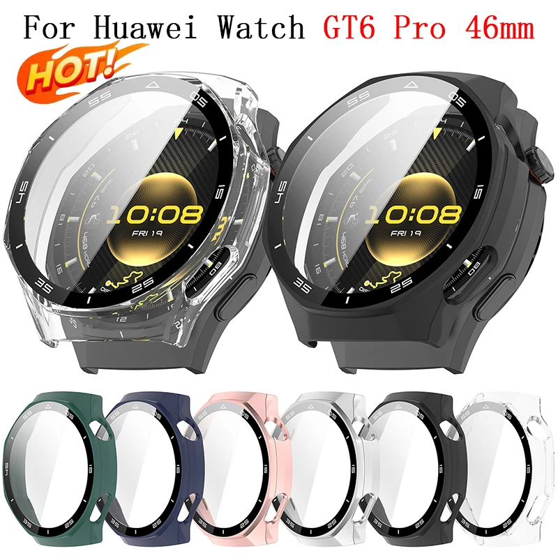 Tempered Glass Film+Hard PC Watch Case For Huawei Watch GT6 Pro 46 Screen Glass Anti-scratch Protective Shell For Huawei GT6 Pro