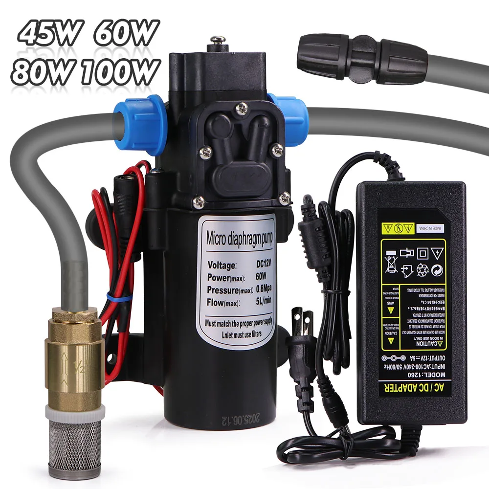 Electric Diaphragm Pump 110-240V Power Supply One-way Valve Filter Agriculture Mist Irrigation Water Pressure Self-priming Pump
Electric Diaphragm Pump 110-240V Power Supply One-way Valve Filter Agriculture Mist Irrigation Water Pressure Self-priming Pump