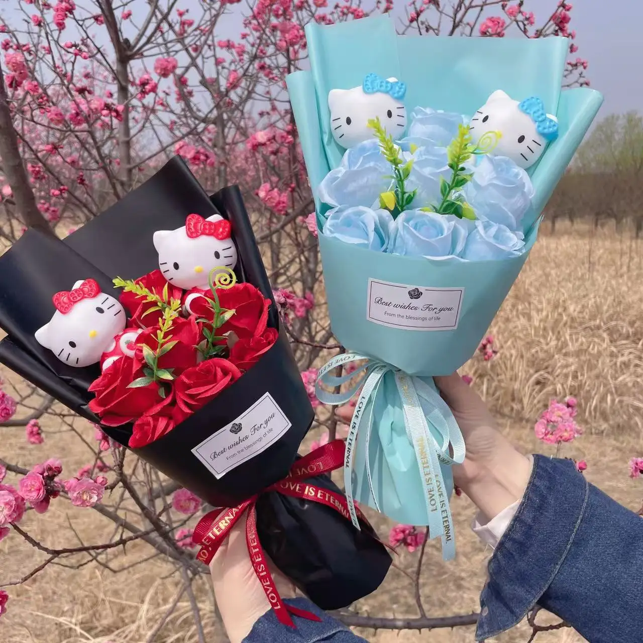 Hello Kitty With Artificial Roses Flowers Creative Handmade Bouquet New Year Birthday Valentine Christmas Graduation Gift
Hello Kitty With Artificial Roses Flowers Creative Handmade Bouquet New Year Birthday Valentine Christmas Graduation Gift