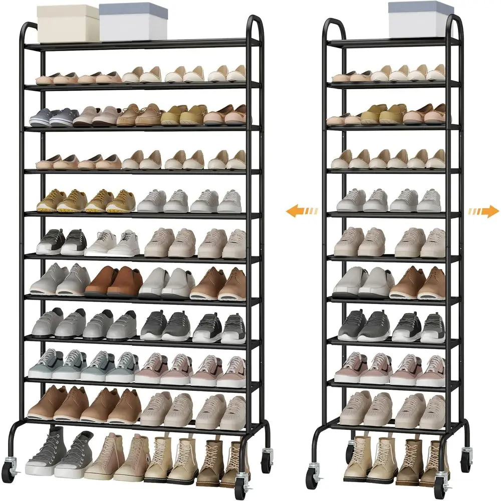 10-Tier Adjustable Metal Shoe Rack, Tall Storage for 44 Pairs, Ideal for Entryway or Garage, Black
10-Tier Adjustable Metal Shoe Rack, Tall Storage for 44 Pairs, Ideal for Entryway or Garage, Black