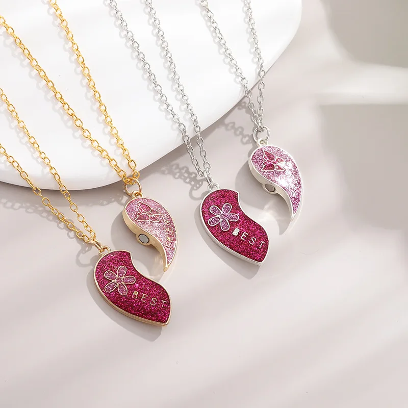 2 Pcs New Product Fashionable and Exquisite Best Friends Magnetic Necklace Pink Heart Shaped Pendant Jewelry Personalized Gift
2 Pcs New Product Fashionable and Exquisite Best Friends Magnetic Necklace Pink Heart Shaped Pendant Jewelry Personalized Gift