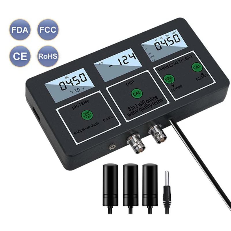 Умный тестер качества воды AAAF 8-в-1Ph/ORP/EC/TDS/SALT/S.G/CF/ Temp, подключение Wi-Fi, управление приложением Forpools Andaquariums UK Plu
Умный тестер качества воды AAAF 8-в-1Ph/ORP/EC/TDS/SALT/S.G/CF/ Temp, подключение Wi-Fi, управление приложением Forpools Andaquariums UK Plu