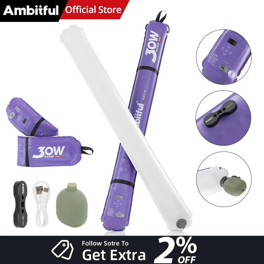NEW Color!Ambitful GC30R-Purple 30W RGB Photography Air Tube Light CRI TLCI≥95 2000K-10000K Flexible Inflatable LED Light
NEW Color!Ambitful GC30R-Purple 30W RGB Photography Air Tube Light CRI TLCI≥95 2000K-10000K Flexible Inflatable LED Light
