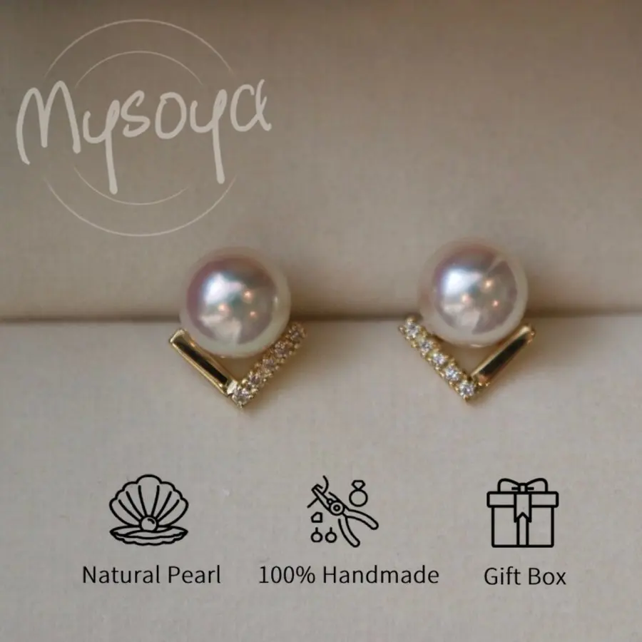 Серьги-гвоздики MYSOYA с V-образными белыми жемчужинами Акойя из морской воды, 8 мм, в подарочной коробке, подарок для него/нее, подходят на день рождения/свадьбу
Серьги-гвоздики MYSOYA с V-образными белыми жемчужинами Акойя из морской воды, 8 мм, в подарочной коробке, подарок для него/нее, подходят на день рождения/свадьбу