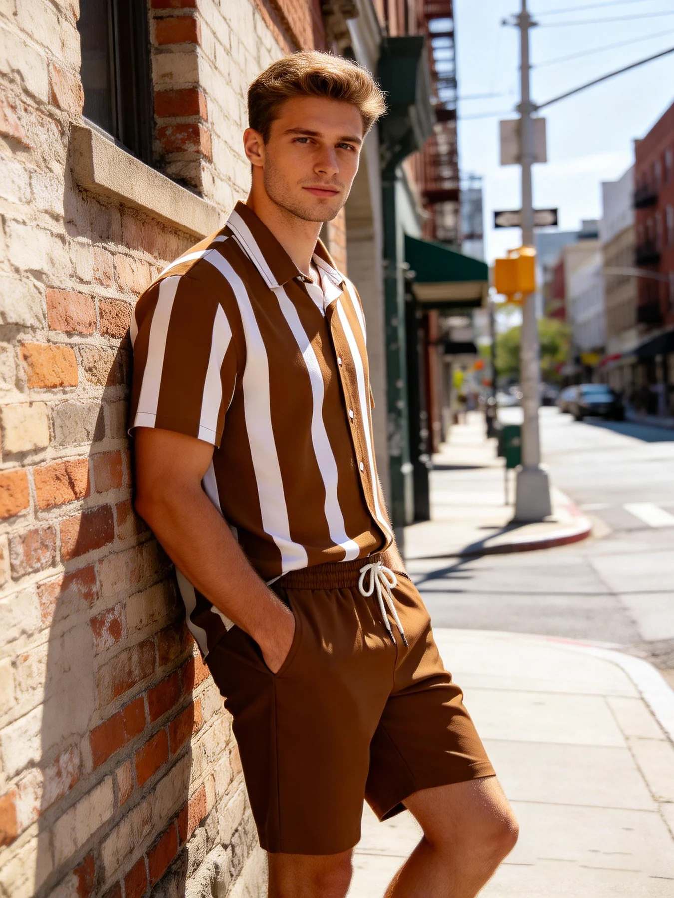 Trendy Color Block Striped Set Men Stylish Short Sleeve Shirt & Jogger Shorts Hip Hop Streetwear 2 Piece
Trendy Color Block Striped Set Men Stylish Short Sleeve Shirt & Jogger Shorts Hip Hop Streetwear 2 Piece