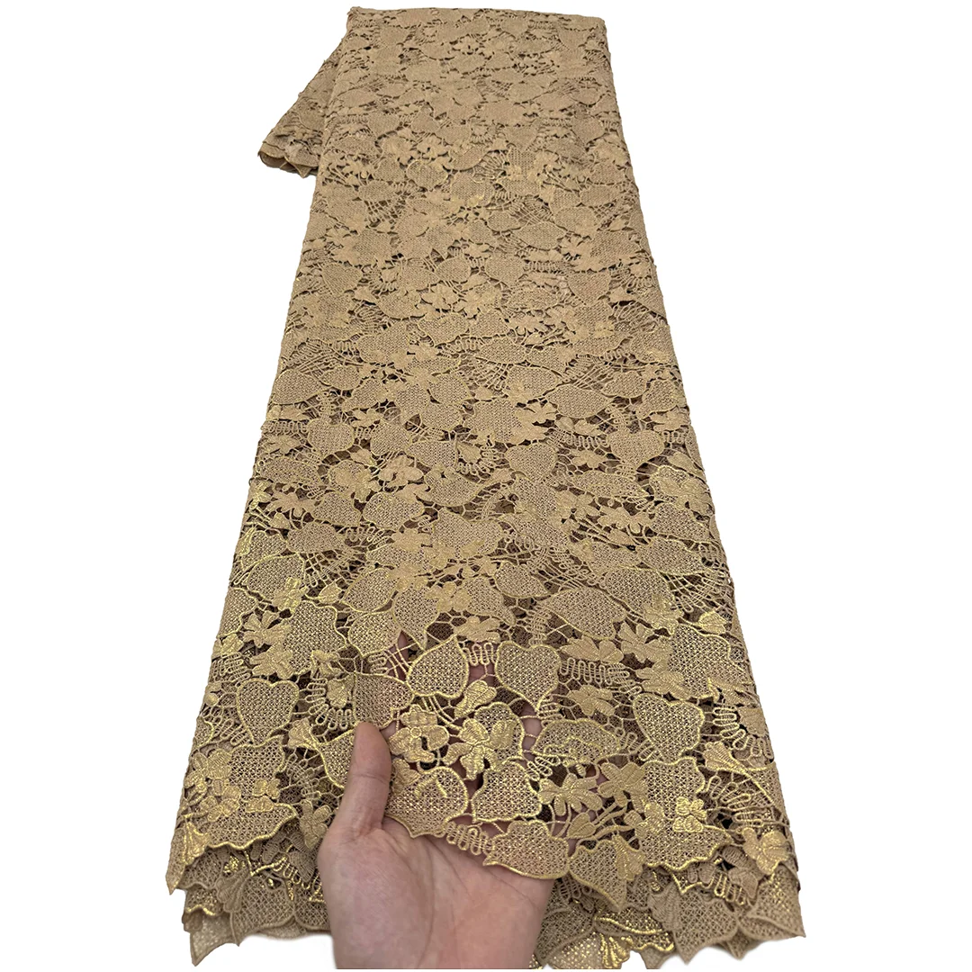 Nigerian Hollow Out Water Soluble Fabric Knitted High Quality 5 Yards African Cord Guipure Lace Fabric Wedding Dress For Sewing
Nigerian Hollow Out Water Soluble Fabric Knitted High Quality 5 Yards African Cord Guipure Lace Fabric Wedding Dress For Sewing