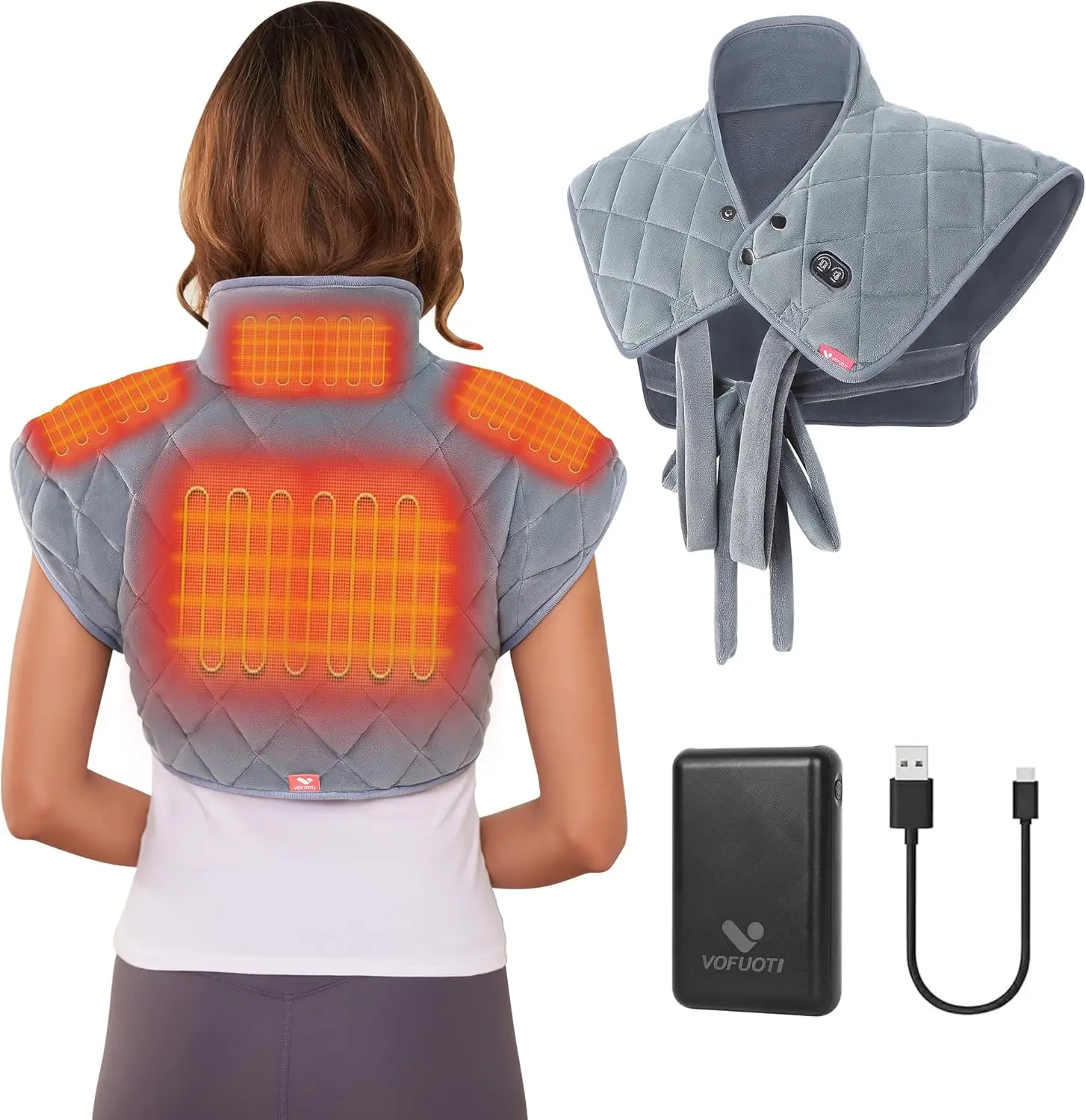 Portable Cordless Heating Pad with Massager for Neck and Shoulders, Weighted Wrap, 16'' x 22'', Gray
Portable Cordless Heating Pad with Massager for Neck and Shoulders, Weighted Wrap, 16'' x 22'', Gray