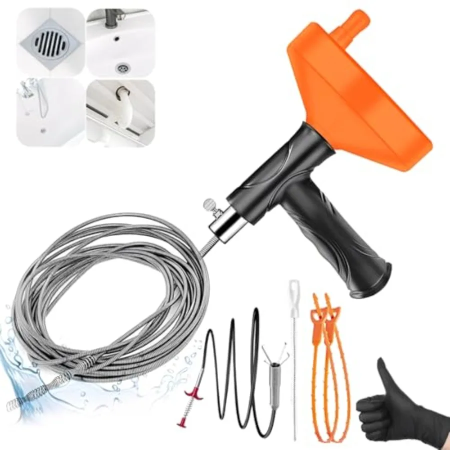 33 FT Drain Snake Auger, Plumbing Snake Drain Hair Clog Removal Tool, Sink Unclogger Drain, Heavy Duty Drum Auger, Cleaner Tool
33 FT Drain Snake Auger, Plumbing Snake Drain Hair Clog Removal Tool, Sink Unclogger Drain, Heavy Duty Drum Auger, Cleaner Tool