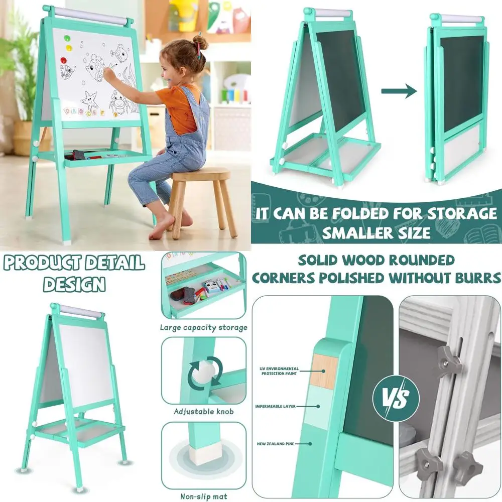 Foldable Wooden Toddler Art Easel with Double-Sided Whiteboard & Chalkboard, Paper Roll for Kids' Painting and Drawing
Foldable Wooden Toddler Art Easel with Double-Sided Whiteboard & Chalkboard, Paper Roll for Kids' Painting and Drawing
