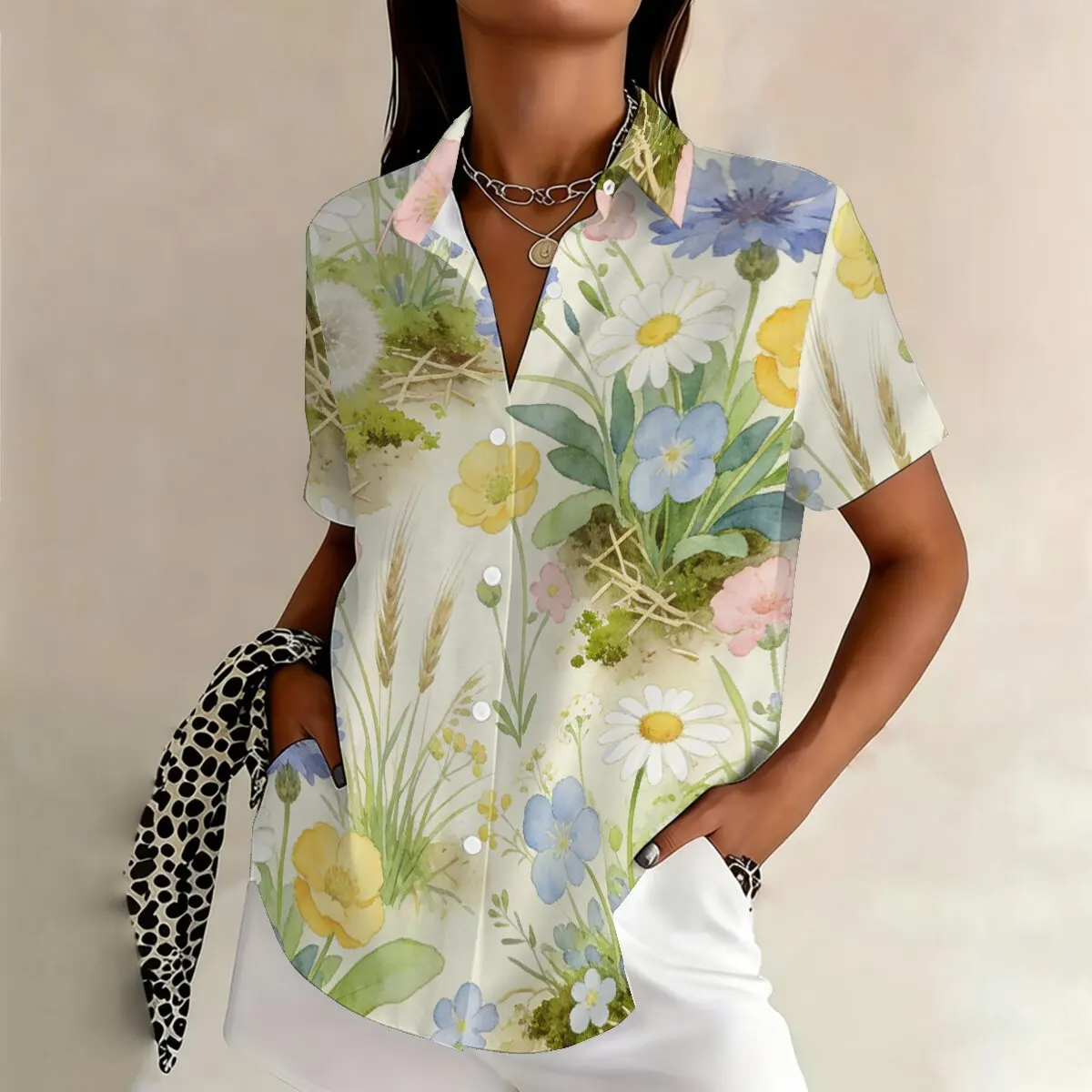 Fashion women's plus-size short-sleeve shirt for summer, fresh and healing floral design, gentle and age-reducing, perfect
Fashion women's plus-size short-sleeve shirt for summer, fresh and healing floral design, gentle and age-reducing, perfect