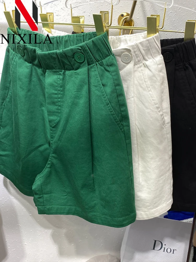 New in Summer High Waisted Wide Leg Shorts for Women Cotton Women's Shorts Loose Casual Elastic Waist Solid Elegant Streetwear
New in Summer High Waisted Wide Leg Shorts for Women Cotton Women's Shorts Loose Casual Elastic Waist Solid Elegant Streetwear