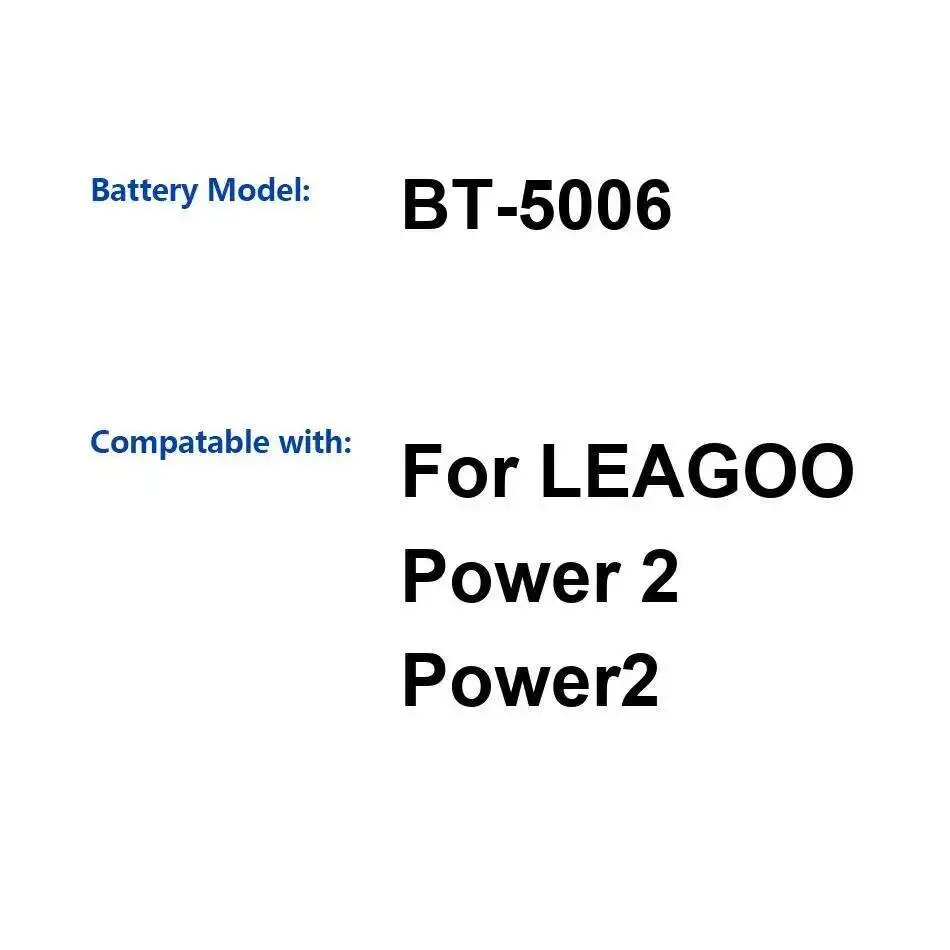 Аккумулятор мобильного телефона 3200 мАч BT-5006 Хорошая низкотемпературная производительность для Leagoo Power 2
Аккумулятор мобильного телефона 3200 мАч BT-5006 Хорошая низкотемпературная производительность для Leagoo Power 2