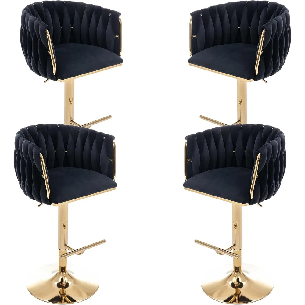 Современные вращающиеся барные стулья, набор из 4 шт., бархатный барный стул с регулируемой высотой и бочковой спинкой, кухонный островной барный стул с Gol
Современные вращающиеся барные стулья, набор из 4 шт., бархатный барный стул с регулируемой высотой и бочковой спинкой, кухонный островной барный стул с Gol
