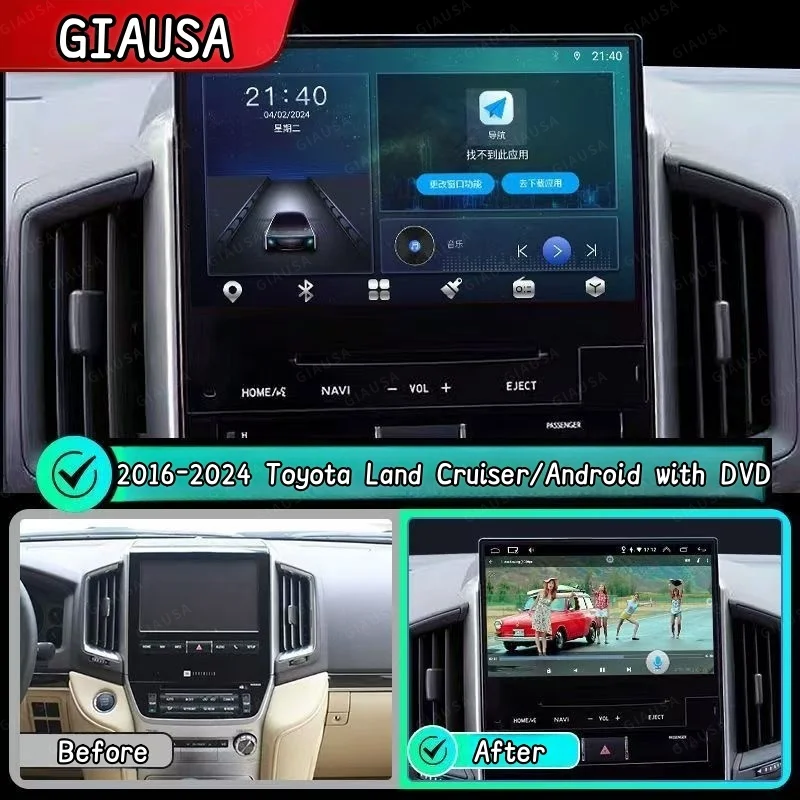 Android Car Radio For Toyota Land Cruiser 2016-2024 with DVD Multimedia Stereo DSP Player Navigation CarPlay Screen Head unit
Android Car Radio For Toyota Land Cruiser 2016-2024 with DVD Multimedia Stereo DSP Player Navigation CarPlay Screen Head unit