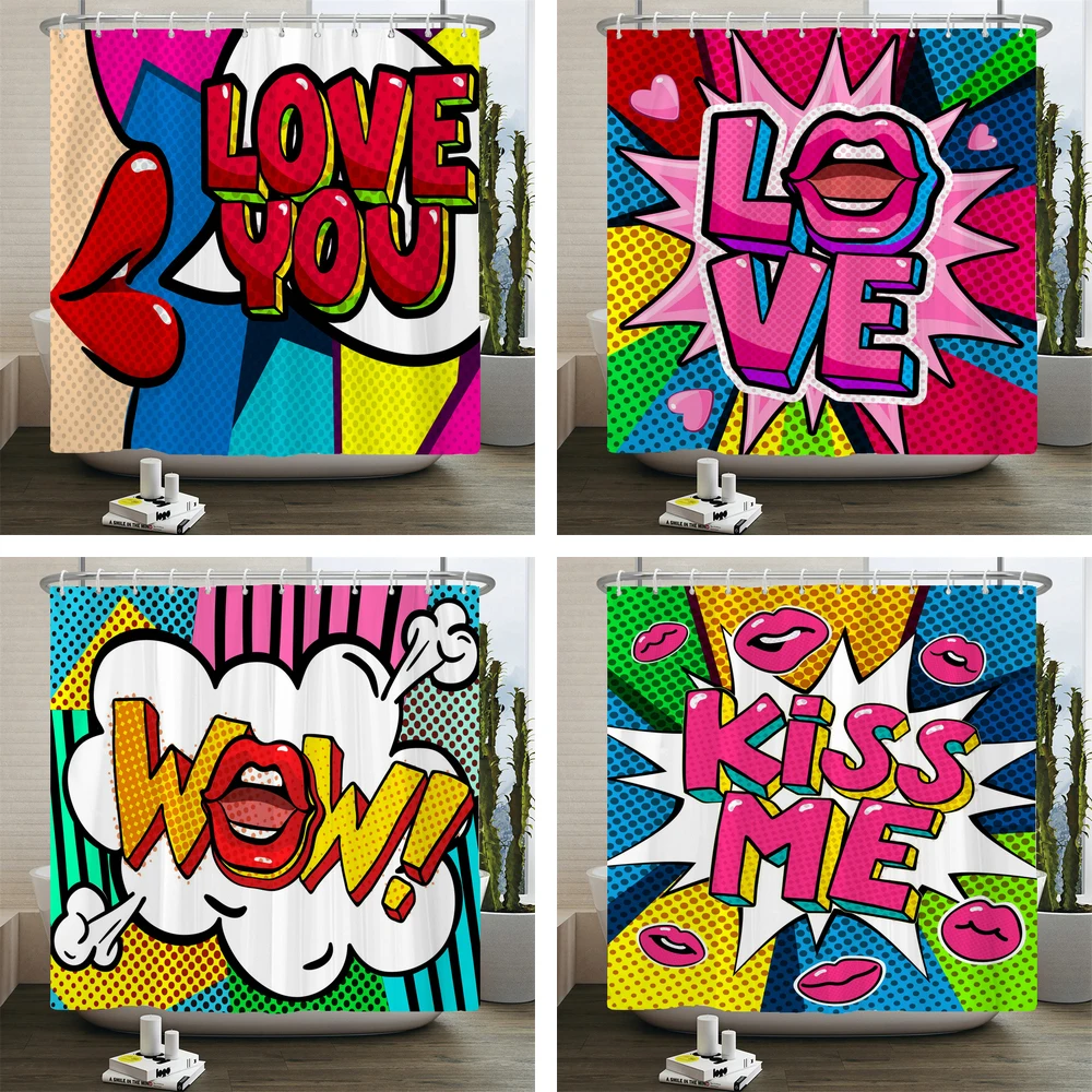 Comic Style Funny Cartoon Love Shower Curtain Waterproof Polyester Fabric Pop Art Illustarion Bath Curtains for Bathroom Decor
Comic Style Funny Cartoon Love Shower Curtain Waterproof Polyester Fabric Pop Art Illustarion Bath Curtains for Bathroom Decor