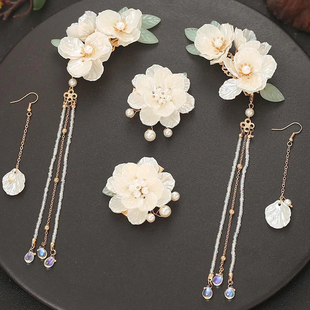 Chinese Classical Headwear Set Pearl Clips Wedding Bride Accessories Girls Barrette Flower Tassel Hairpin Women Earrings Fashion
Chinese Classical Headwear Set Pearl Clips Wedding Bride Accessories Girls Barrette Flower Tassel Hairpin Women Earrings Fashion