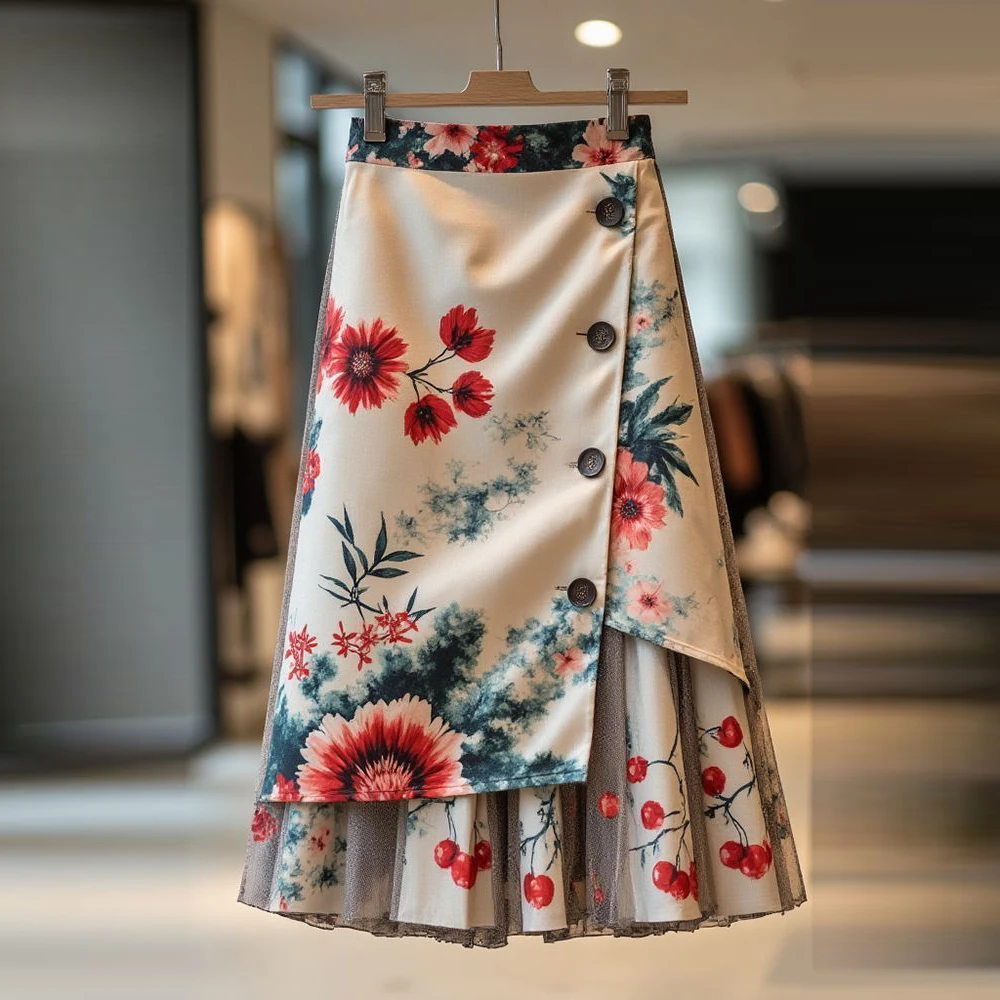French retro cherry print skirt women's 2025 summer new unique and beautiful asymmetrical medium and long skirt
French retro cherry print skirt women's 2025 summer new unique and beautiful asymmetrical medium and long skirt