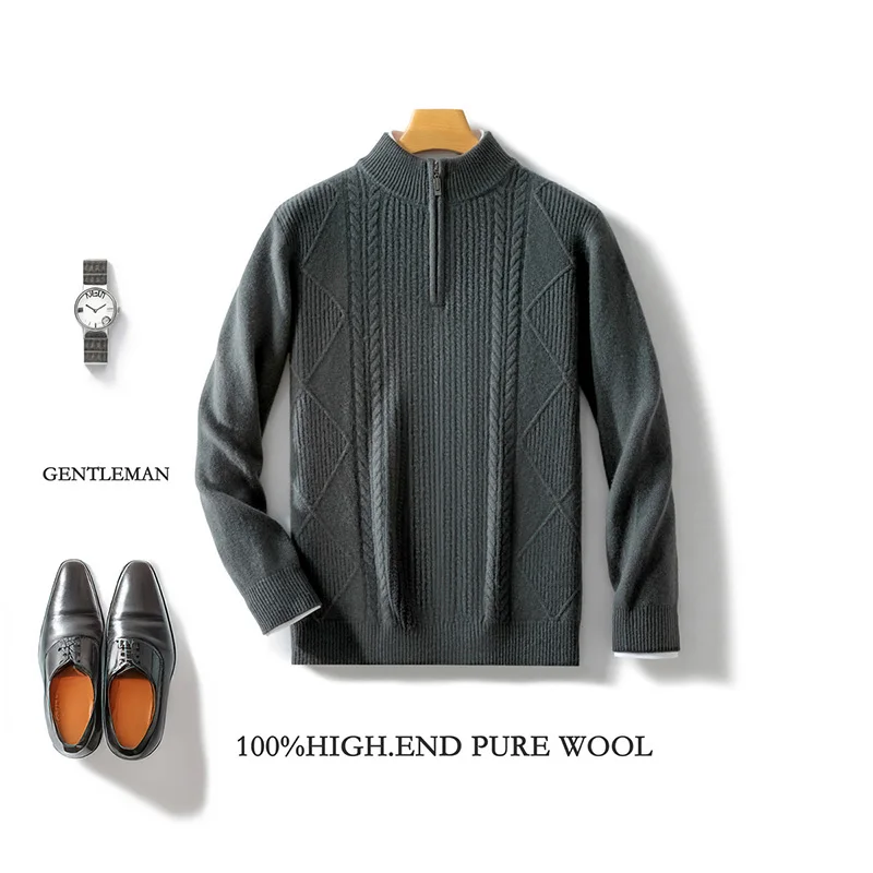 Autumn and winter new 100% pure wool men's stand collar solid color plus size bottoming shirt business casual sweater thick coat
Autumn and winter new 100% pure wool men's stand collar solid color plus size bottoming shirt business casual sweater thick coat