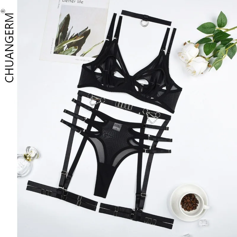 CHUANGERM Erotic Sexy Lingerie Complex Craft Sexy Hollow See-Through Mesh Garter Belt Onlyfan 5-Piece Fancy Bra Panty Exotic Set
CHUANGERM Erotic Sexy Lingerie Complex Craft Sexy Hollow See-Through Mesh Garter Belt Onlyfan 5-Piece Fancy Bra Panty Exotic Set