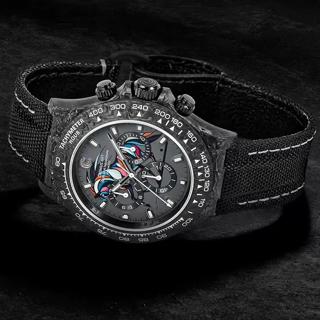 CRONUSART Men Chronograph Watch 40mm Carbon Fiber Automatic Mechanical Wristwatch 5ATM Luminous Sapphire Horse Year Dial
CRONUSART Men Chronograph Watch 40mm Carbon Fiber Automatic Mechanical Wristwatch 5ATM Luminous Sapphire Horse Year Dial
