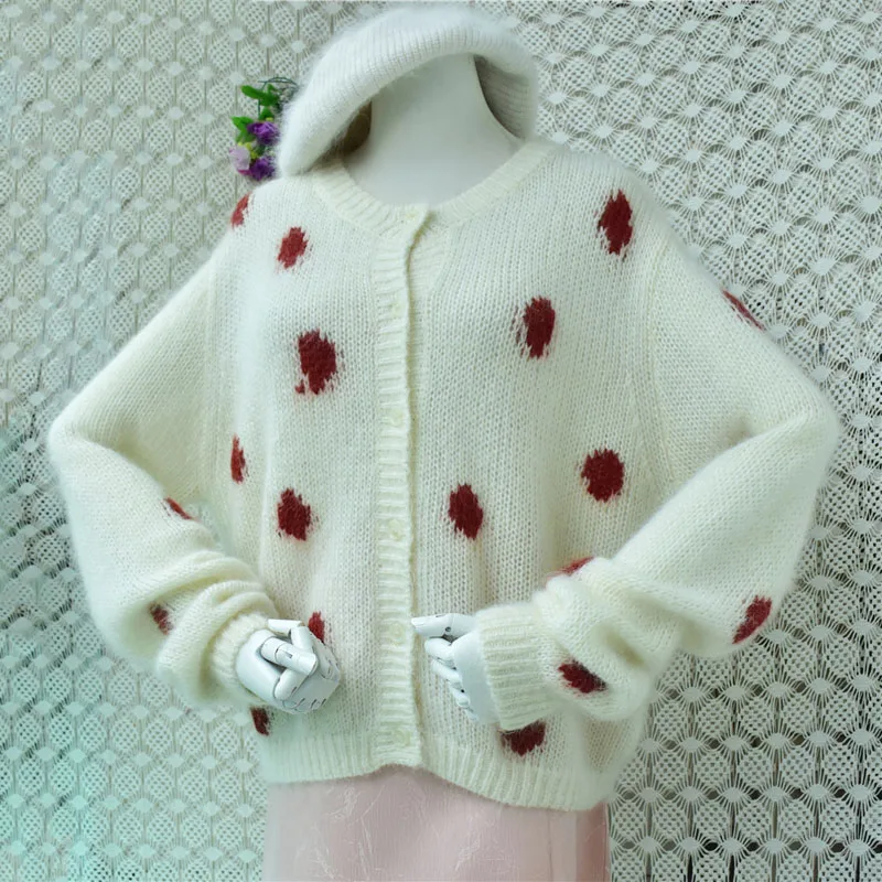 Women's Dot Knit Hairy Mohair Wool Knitted Sweater Fall Winter Loose Pullover Casual Warm White Knitwear Jumper Pull Tops
Women's Dot Knit Hairy Mohair Wool Knitted Sweater Fall Winter Loose Pullover Casual Warm White Knitwear Jumper Pull Tops
