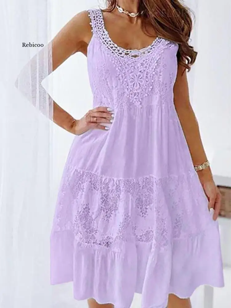 Fashion Embroidery Patchwork Mini Dress Women Summer Harajuku Lace Pattern Dress Retro Casual Solid Color Sleeveless Loose Dress
Fashion Embroidery Patchwork Mini Dress Women Summer Harajuku Lace Pattern Dress Retro Casual Solid Color Sleeveless Loose Dress