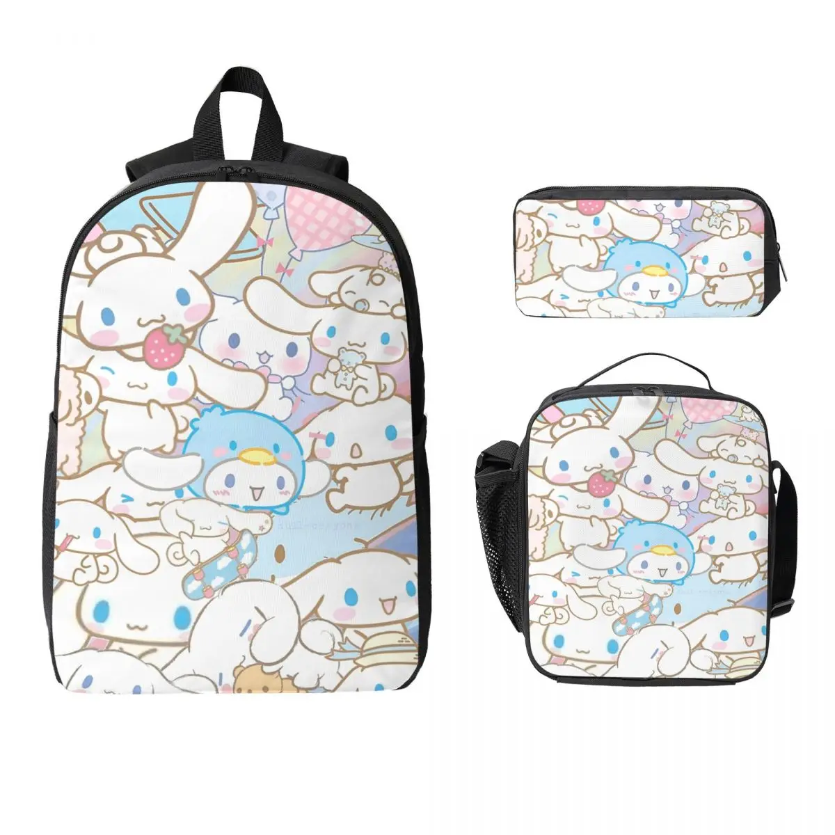 Рюкзак Cinnamoroll Sanrio, студенческая сумка для книг для мальчиков и девочек, школьная сумка, сумки на плечо для ноутбука, 3 шт., изолированная сумка для обеда, пенал
Рюкзак Cinnamoroll Sanrio, студенческая сумка для книг для мальчиков и девочек, школьная сумка, сумки на плечо для ноутбука, 3 шт., изолированная сумка для обеда, пенал