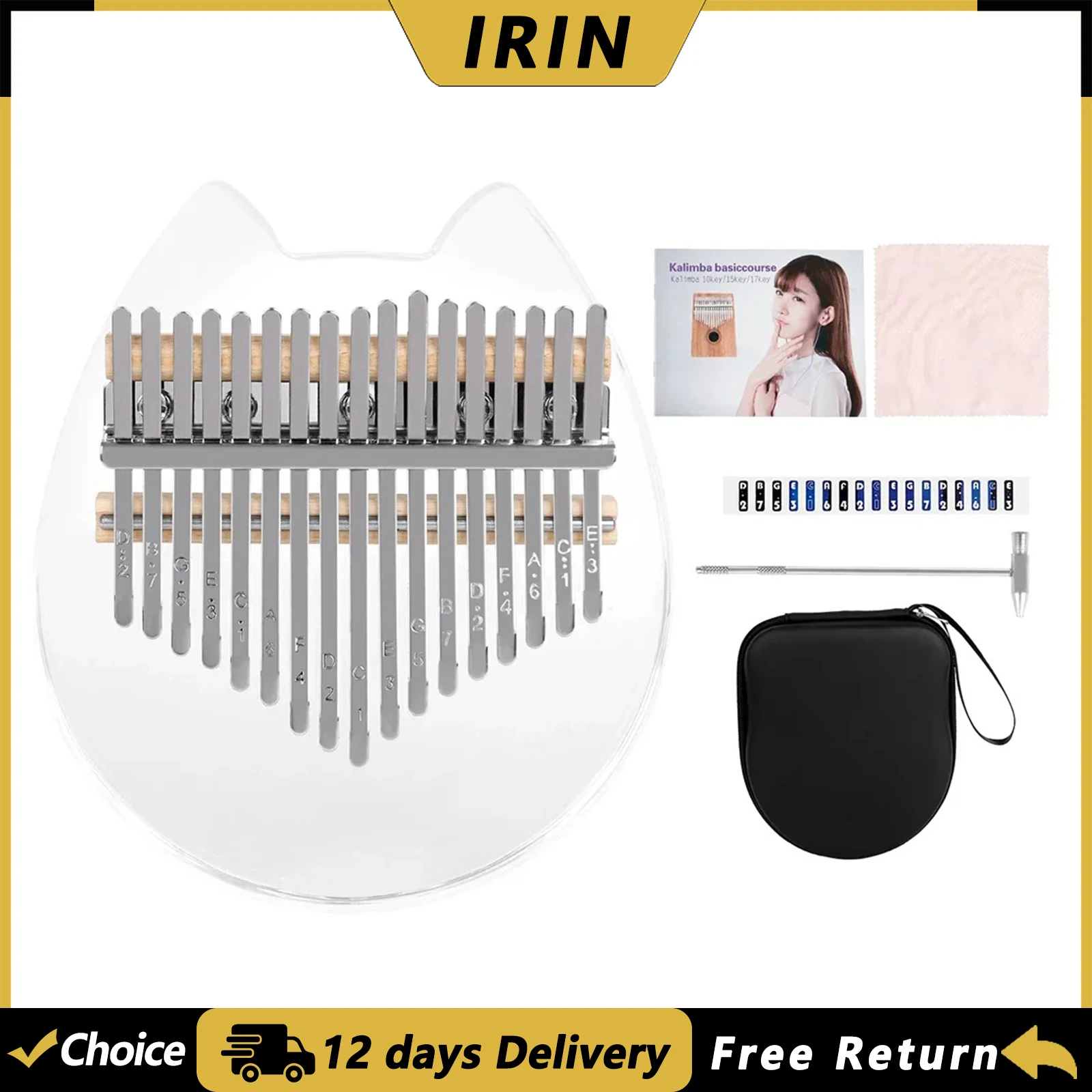 IRIN 17 Keys Kalimba Thumb Piano With Eva Bag Crystal Kalimba Acrylic Finger Piano Gifts For Beginners With Tuning Hammer
IRIN 17 Keys Kalimba Thumb Piano With Eva Bag Crystal Kalimba Acrylic Finger Piano Gifts For Beginners With Tuning Hammer