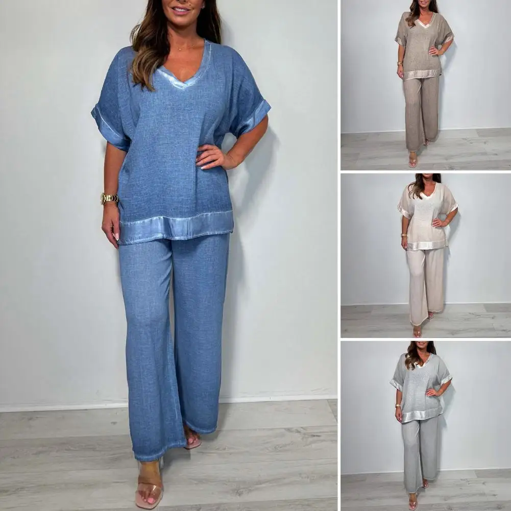 Women's Casual Two Piece Outfit Plus Size V Neck Two Piece Outfit with Wide Leg Pants Women's Loose Lounge Set for Spring Summer
Women's Casual Two Piece Outfit Plus Size V Neck Two Piece Outfit with Wide Leg Pants Women's Loose Lounge Set for Spring Summer