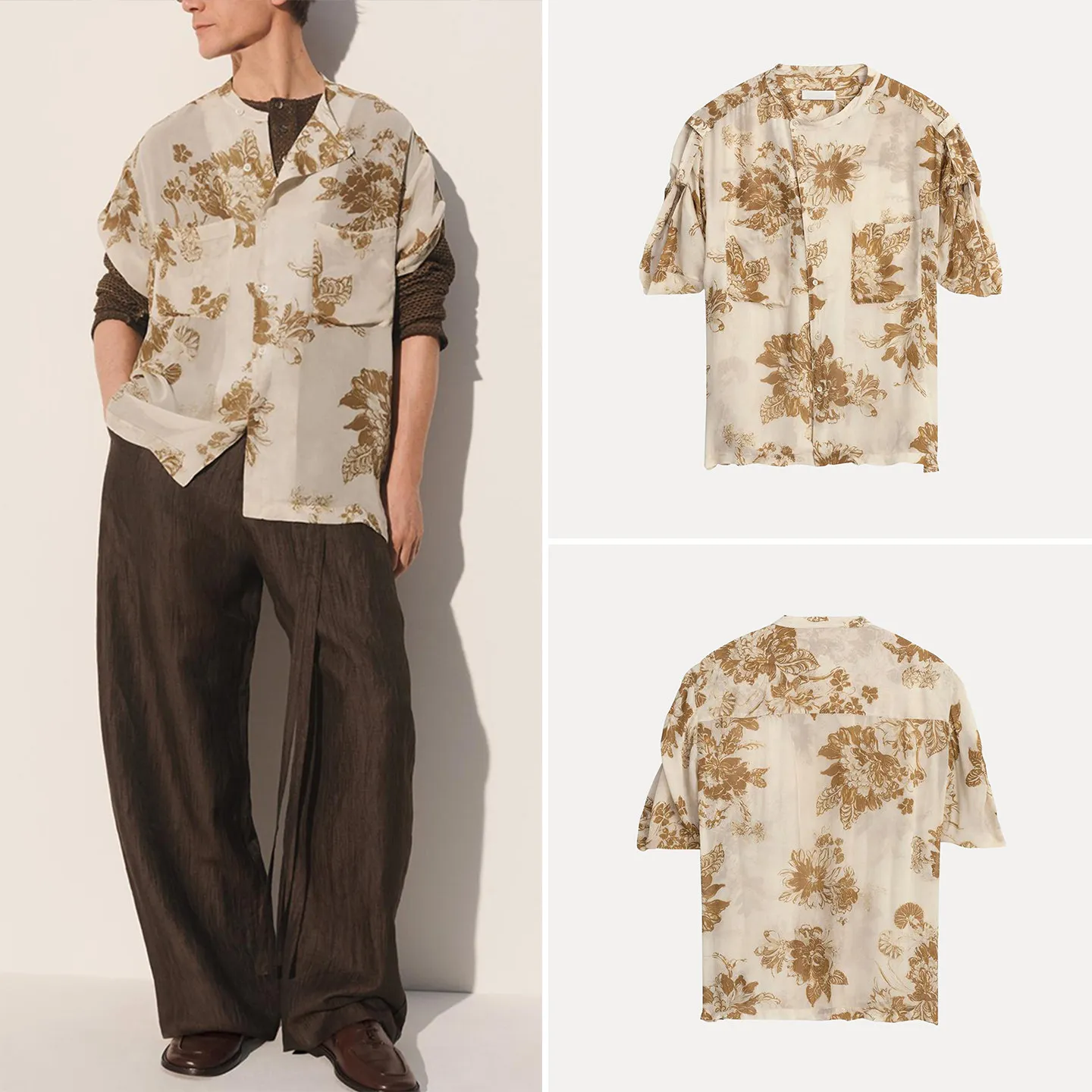 Men's Casual Fashion Floral Print Short Sleeve Shirt Draping Style Spring 2026 ZADATA Loose Fit round Neck Button up Shirt
Men's Casual Fashion Floral Print Short Sleeve Shirt Draping Style Spring 2026 ZADATA Loose Fit round Neck Button up Shirt