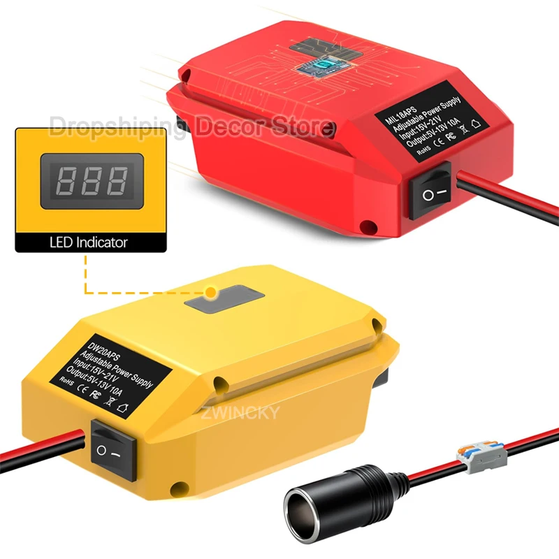 For Dewalt/Milwaukee 18V 20V Li-ion Battery, 18V to 12V Step Down Converter With Cigarette Lighter Socket Power Wheel Adapter
For Dewalt/Milwaukee 18V 20V Li-ion Battery, 18V to 12V Step Down Converter With Cigarette Lighter Socket Power Wheel Adapter