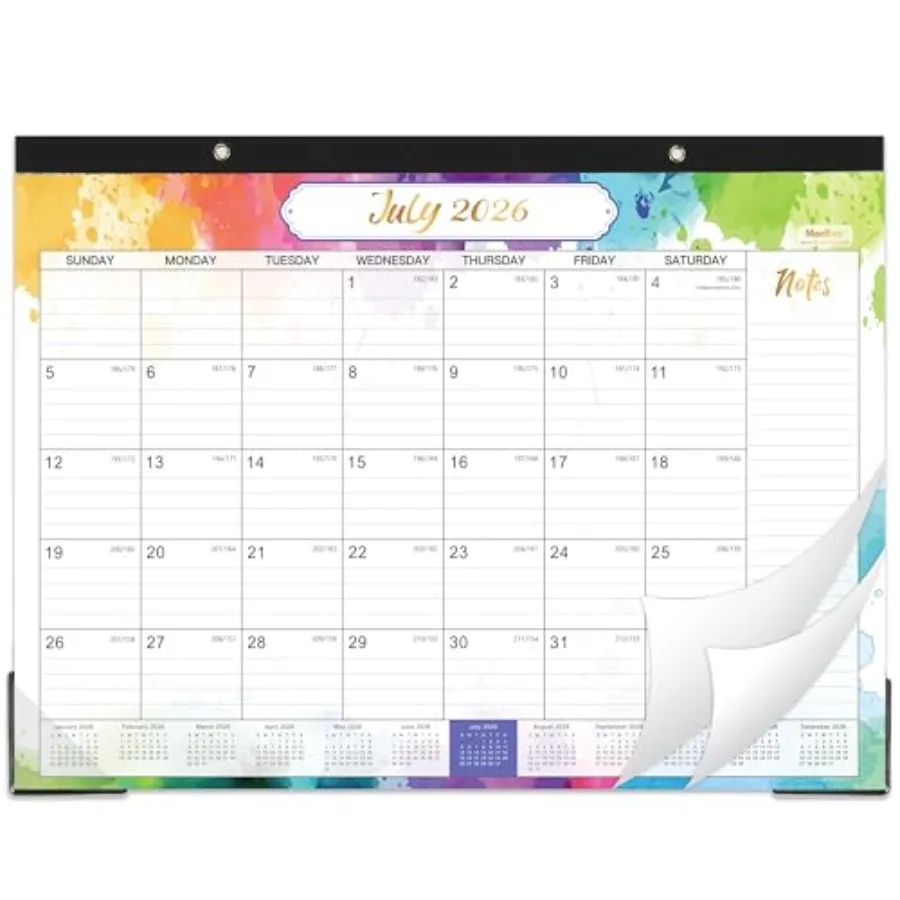 July - December 2027, 14.6" x 11.4" 2026-2027 Calendar, 18 Months Desk Calendar, Desk Pad, Colorful
July - December 2027, 14.6" x 11.4" 2026-2027 Calendar, 18 Months Desk Calendar, Desk Pad, Colorful