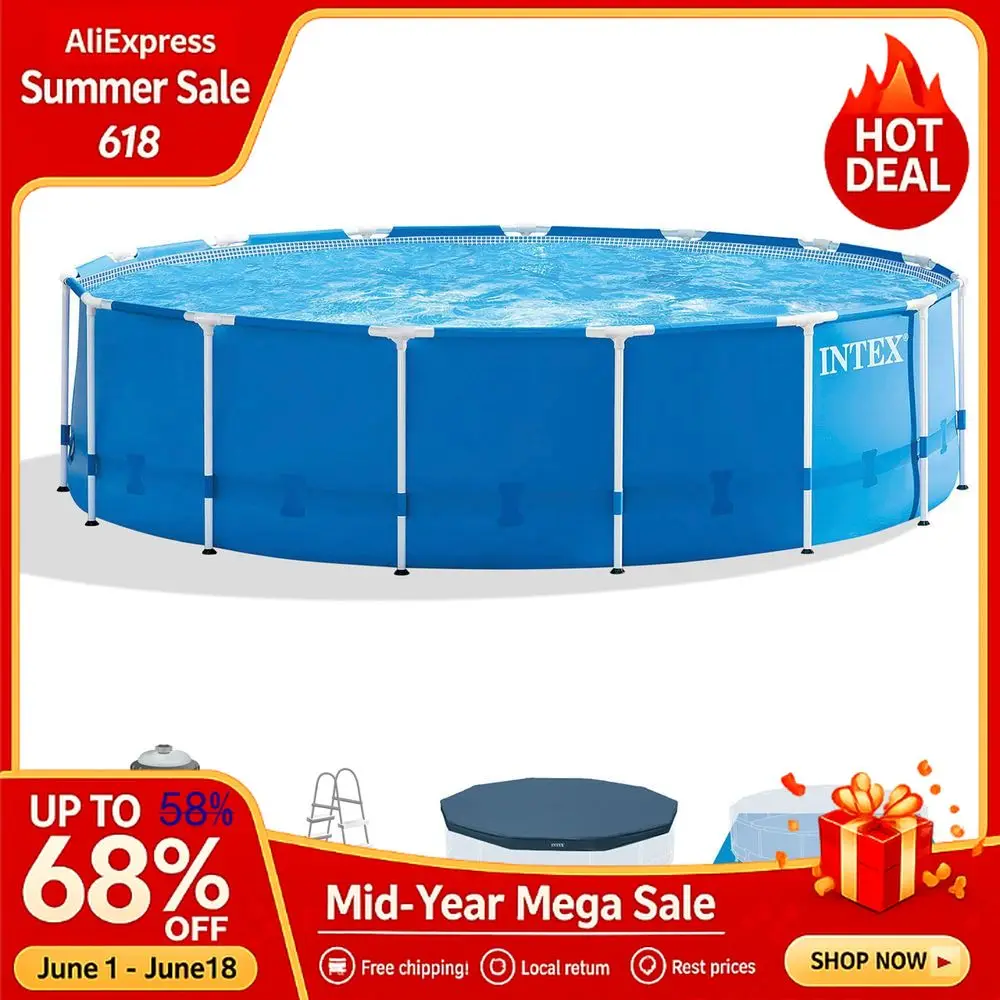15 Foot by 48 Inch Round Metal Frame Above Ground Swimming Pool Set for Outdoor Use with Filter Pump, Ladder, Ground Cloth, and
15 Foot by 48 Inch Round Metal Frame Above Ground Swimming Pool Set for Outdoor Use with Filter Pump, Ladder, Ground Cloth, and
