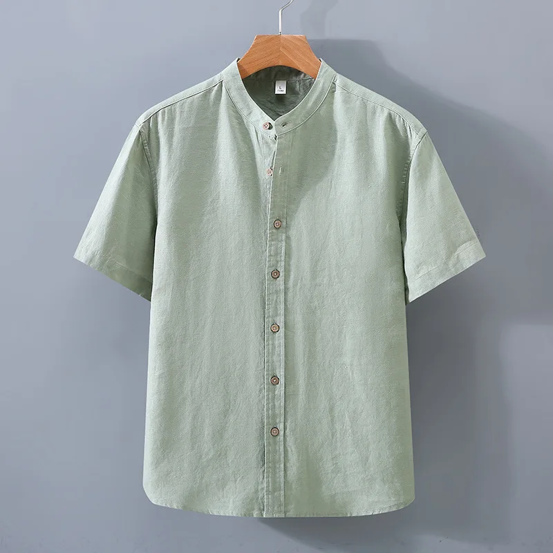 Men's Linen Short Sleeve Shirt Casual Thin Style Pure Color Summer Leisure Collar Shirt Middle-aged Fashion Small Stand Collar
Men's Linen Short Sleeve Shirt Casual Thin Style Pure Color Summer Leisure Collar Shirt Middle-aged Fashion Small Stand Collar