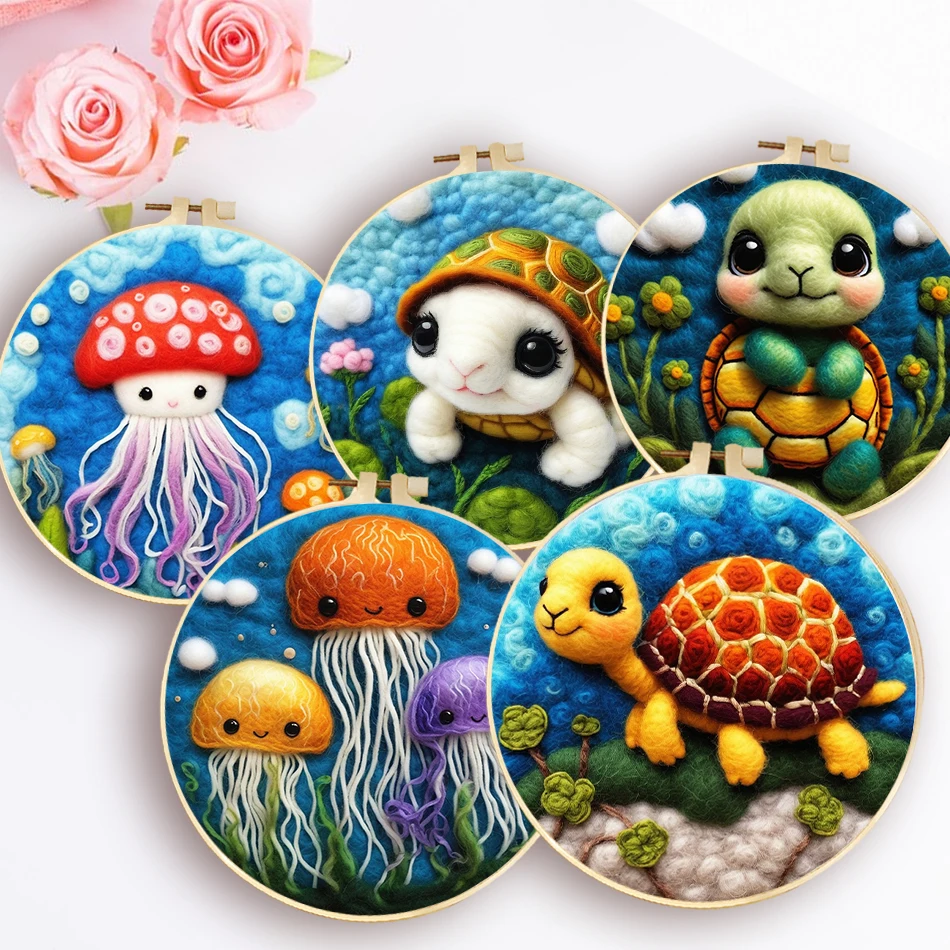 GATYZTORY DIY Wool Felting Painting With Embroidery Frame 20x20cm Turtle Octopus Picture Needle Wool Painting For Craft Gift
GATYZTORY DIY Wool Felting Painting With Embroidery Frame 20x20cm Turtle Octopus Picture Needle Wool Painting For Craft Gift