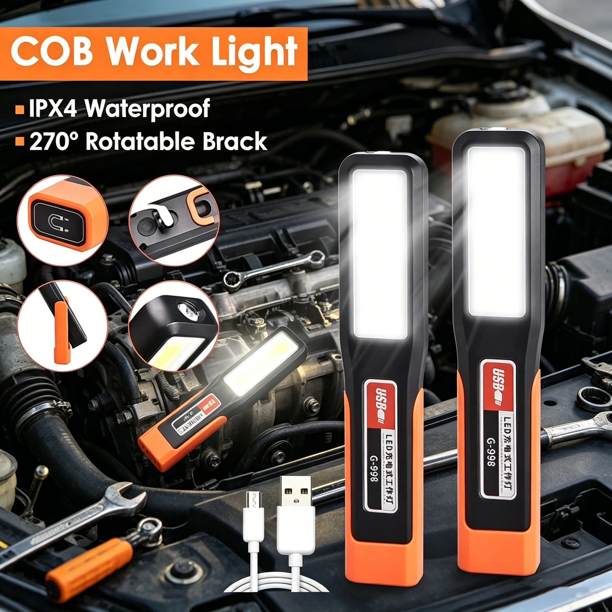 LED work light with magnet maintenance lighting flashlight Car Garage Mechanic Lamp charging COB car maintenance light with hook
LED work light with magnet maintenance lighting flashlight Car Garage Mechanic Lamp charging COB car maintenance light with hook