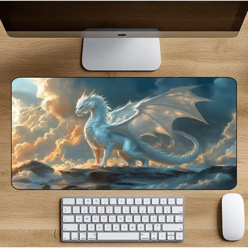 Majestic White Dragons on Rocks,Clouds Floating in The Sky,Magical Dragon-shaped Table Pads,Medieval Office Decoration Mouse Pad
Majestic White Dragons on Rocks,Clouds Floating in The Sky,Magical Dragon-shaped Table Pads,Medieval Office Decoration Mouse Pad