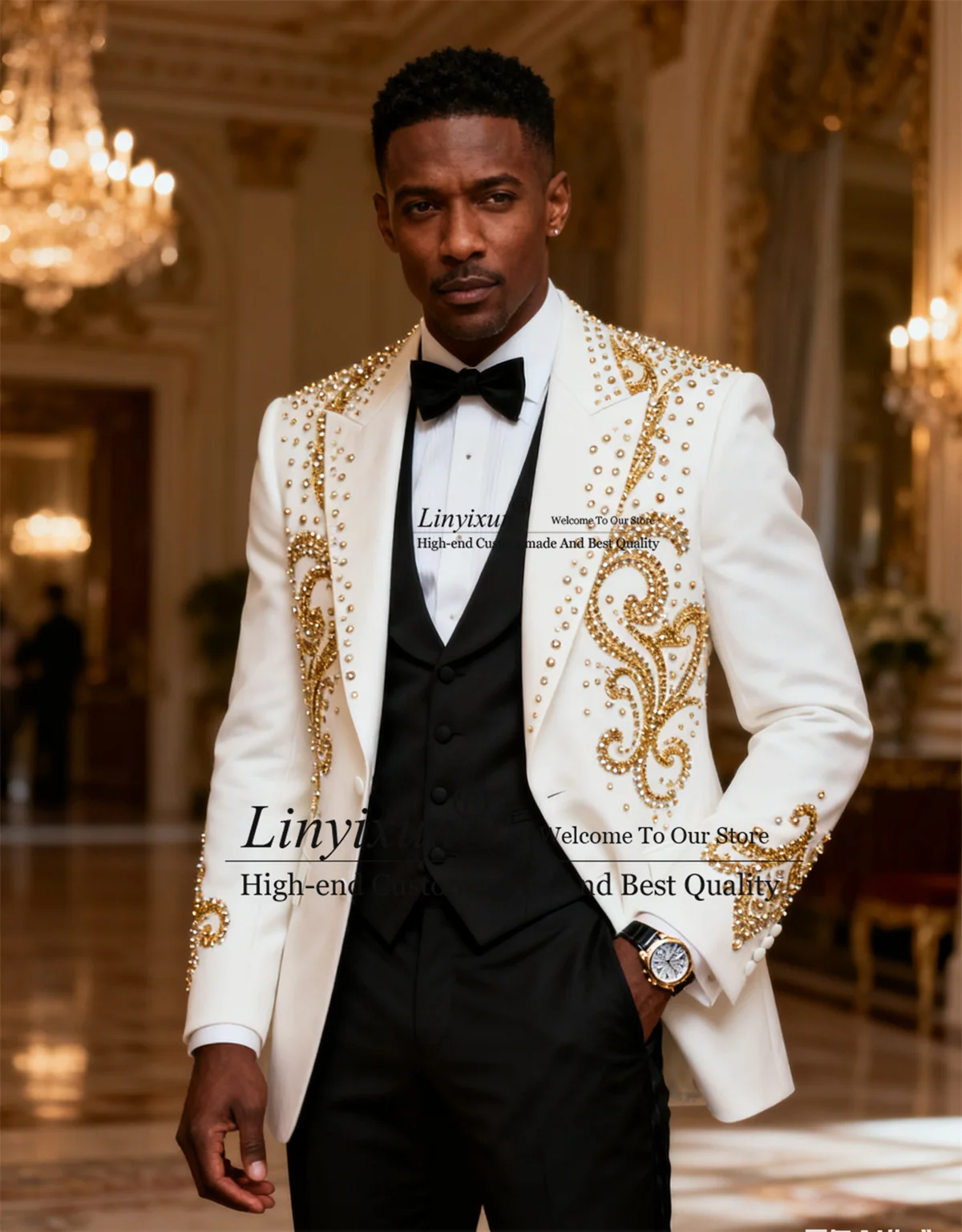 Высококачественные мужские костюмы со стразами и бисером, индивидуальные облегающие свадебные смокинги, комплекты из 3 предметов, мужские пиджаки для жениха, на день рождения, Ropa hombre
Высококачественные мужские костюмы со стразами и бисером, индивидуальные облегающие свадебные смокинги, комплекты из 3 предметов, мужские пиджаки для жениха, на день рождения, Ropa hombre